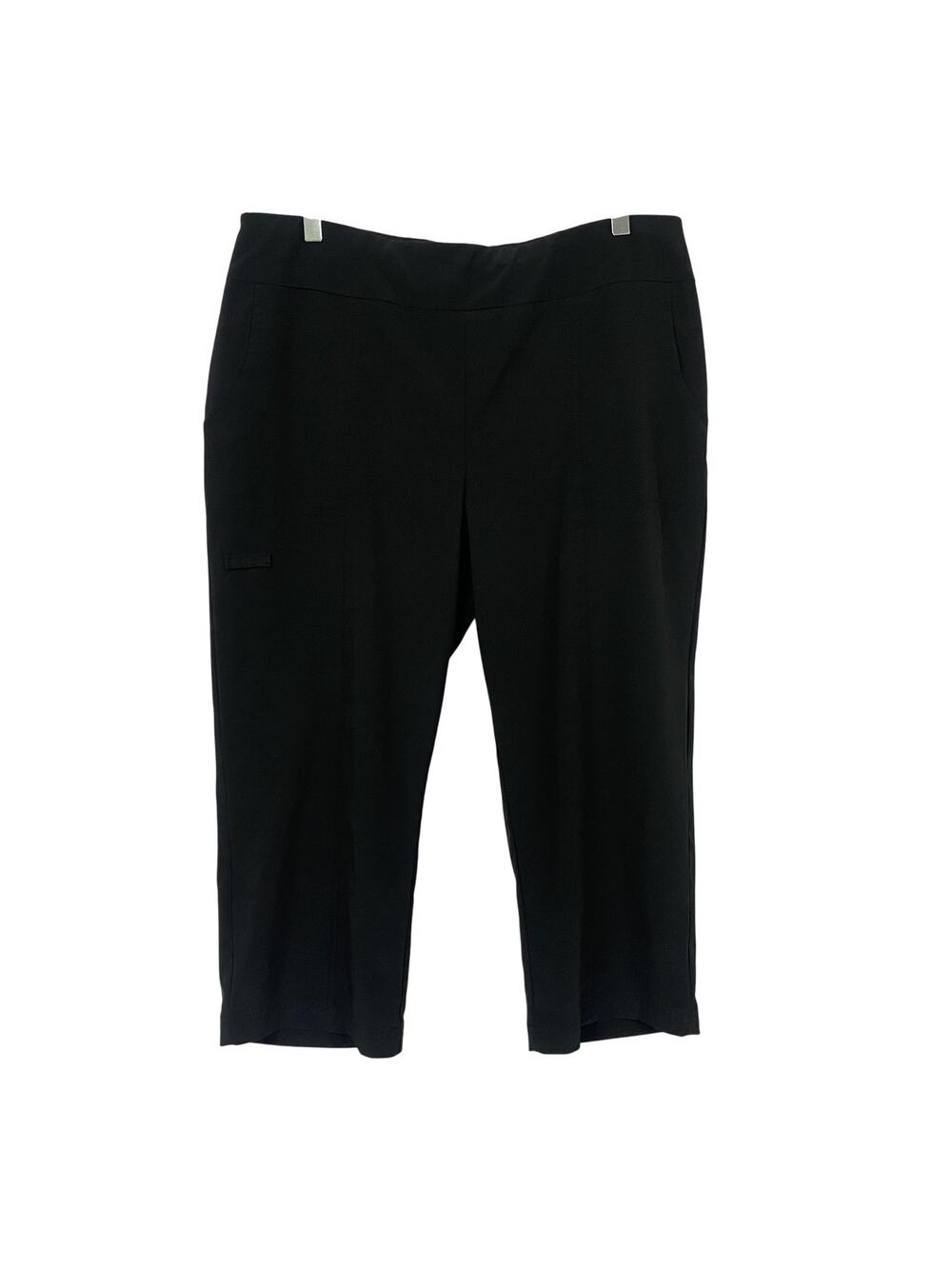 Chicos Weekends Golf‎ Crop Pants Size 2/L Black Pull On Stretch Pockets 35x22